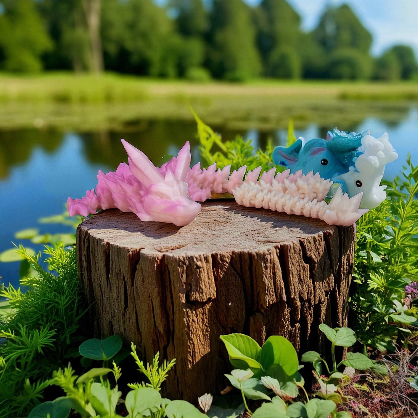 White to Pink Color Changing Articulated Dragon