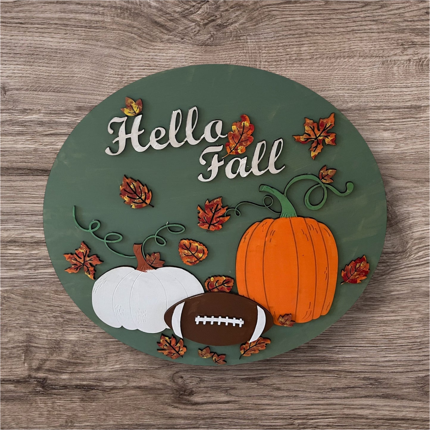 Hello Fall Football Door Hanger