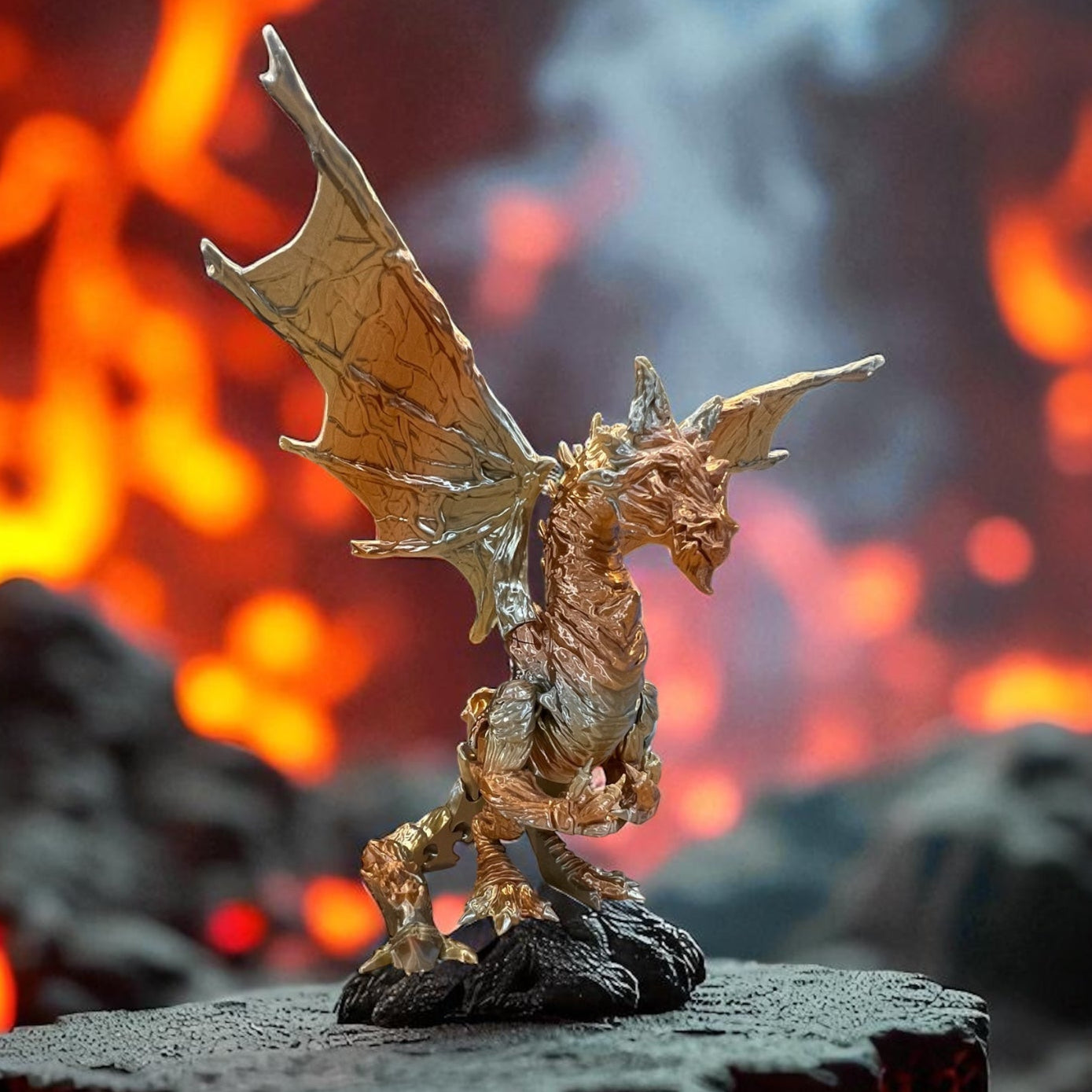 Gold Articulated Dragon with Wings