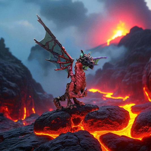 Red Articulated Dragon with Wings