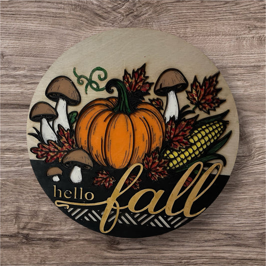 Hello Fall Football Door Hanger