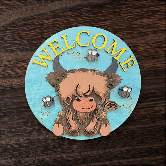 Highland Cow 3 Door Hanger