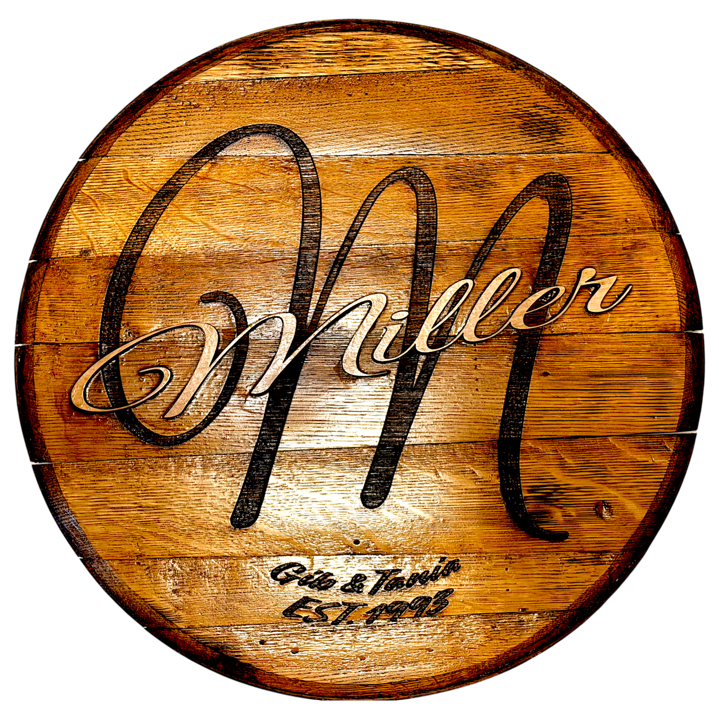 monogram Whiskey Barrel sign